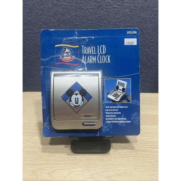 Disney Mickey Mouse Flip Up Travel LCD Alarm Clock New Mickeys World - Picture 1 of 3